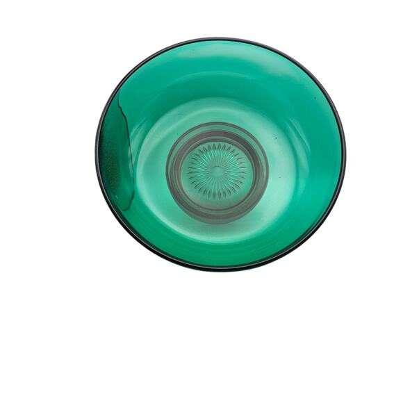 Vintage Emerald Forest Green Glass Serving Punch Bowl Brass Pedestal Base Decor - Picture 3 of 7